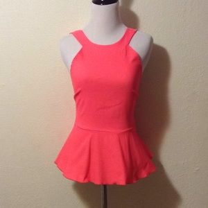 Neon Peach Peplum Tank